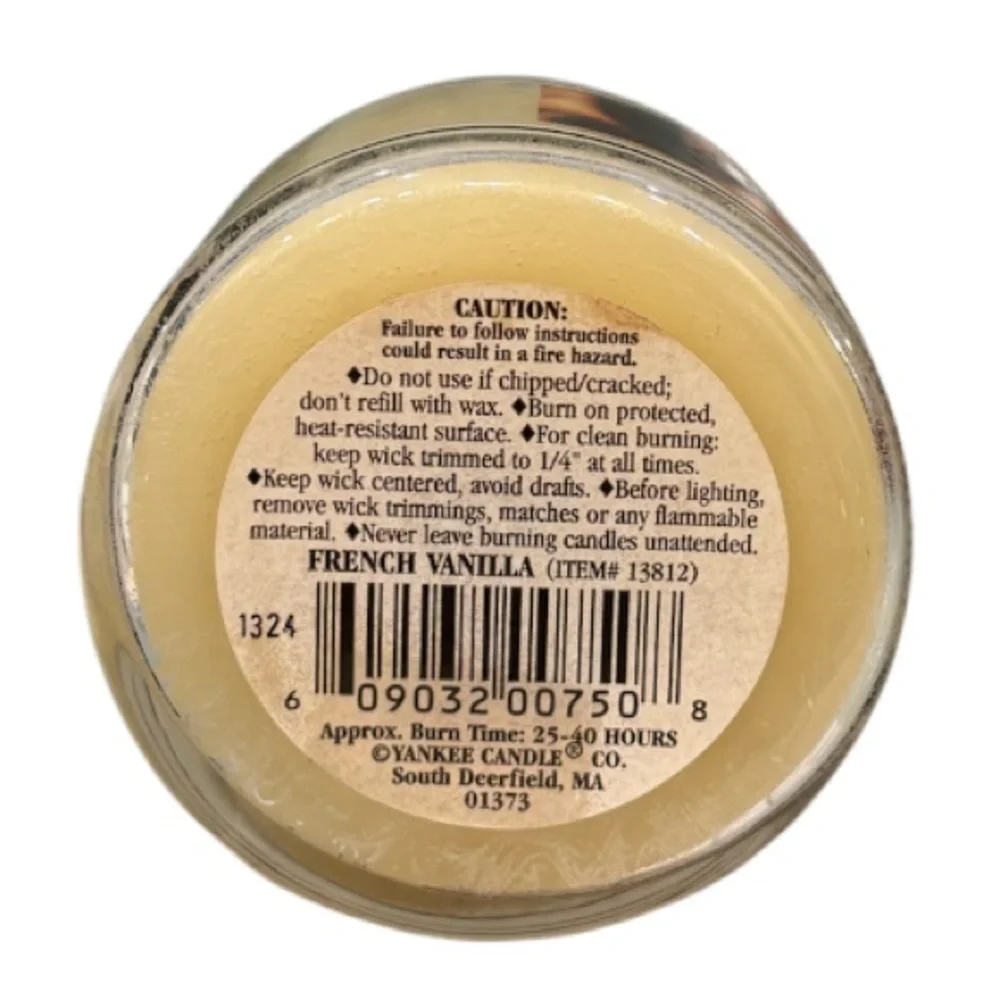 RARE Vintage Yankee Candle French Vanilla 3.7oz Small Jar Retired Black Band HTF